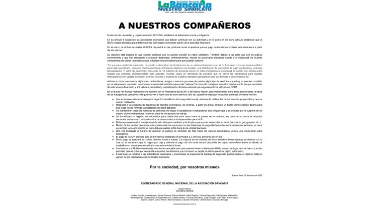 Los bancos abren el viernes. La Asociación Bancaria toma posición